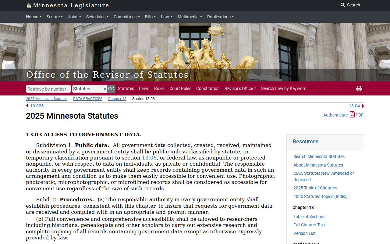 Rock County warrant lookup research showing the data practices inspection and copy statute