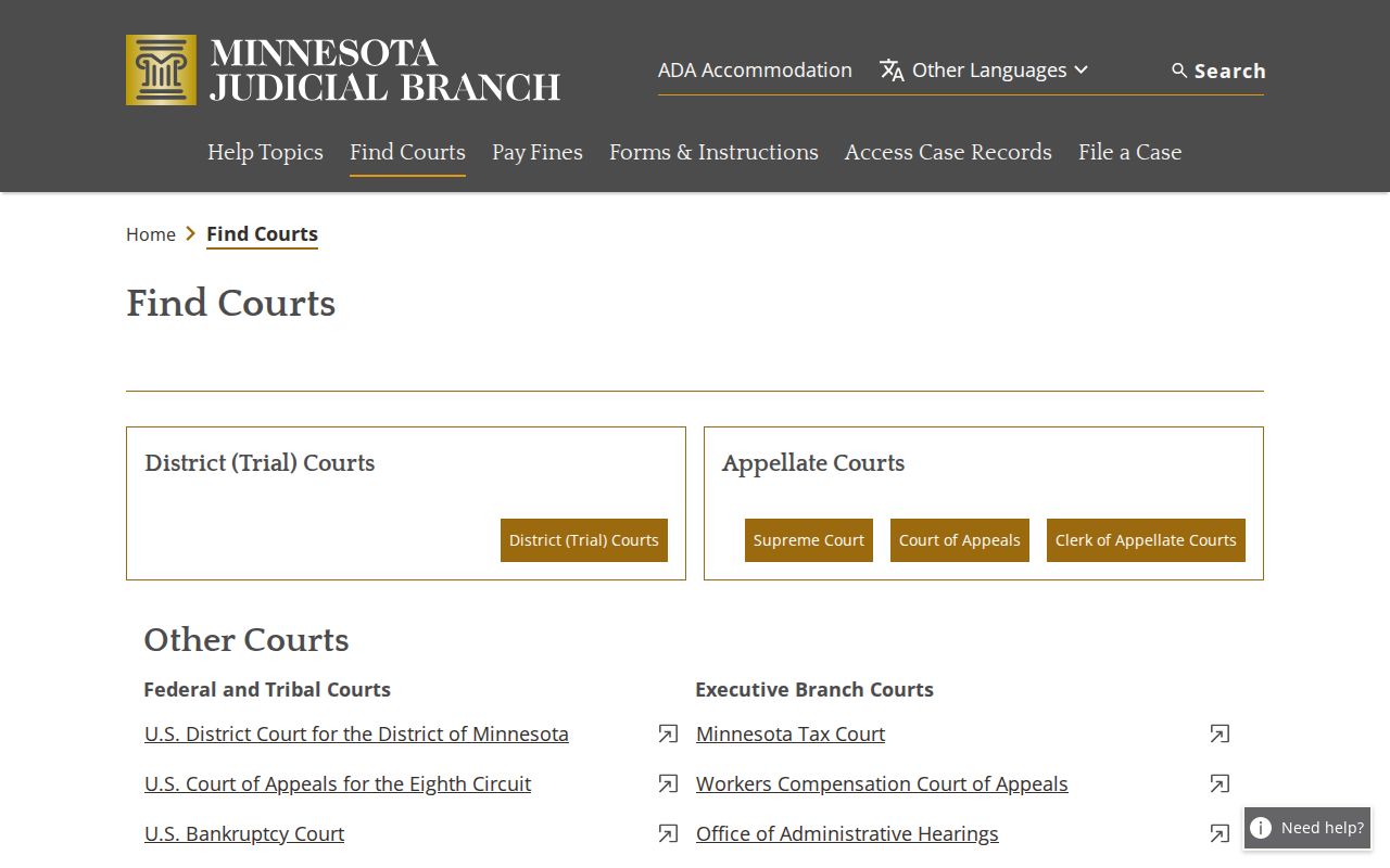 Rock County warrant records research showing the Minnesota Judicial Branch court locator